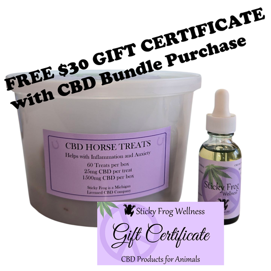 FREE $30.00 Gift Certificate with CBD Horse Bundles - 60pk Treats & 1500mg CBD Oil